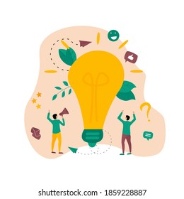Conceptos de creatividad empresarial con bulbo grande. Ilustración vectorial.