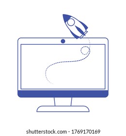 Creativity Computer Monitor Rocket Inovation Isolated Icon Design Vector Illustration