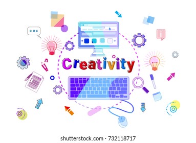 Creativity Concept Business Idea Startup Development Banner Vector Illustration