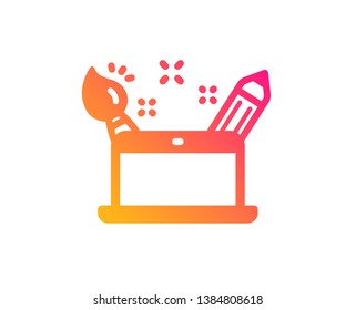 Creativity concept icon. Graphic designer sign. Brush and pencil symbol. Classic flat style. Gradient creativity concept icon. Vector