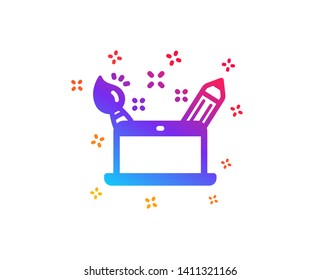 Creativity concept icon. Graphic designer sign. Brush and pencil symbol. Dynamic shapes. Gradient design creativity concept icon. Classic style. Vector