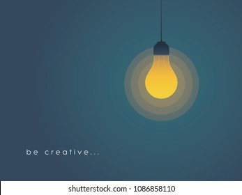 Creativity concept with lightbulb on. New, fresh, creative idea concept. Eps10 vector illustration.