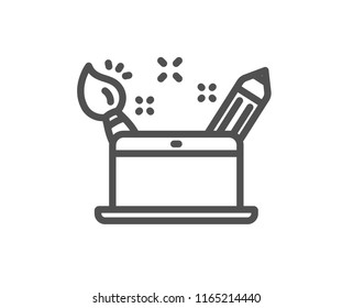 Creativity concept line icon. Graphic designer sign. Brush and pencil symbol. Quality design element. Classic style creativity sign. Editable stroke. Vector