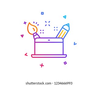 Creativity concept line icon. Graphic designer sign. Brush and pencil symbol. Gradient line button. Creativity concept icon design. Colorful geometric shapes. Vector