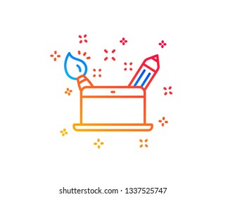 Creativity concept line icon. Graphic designer sign. Brush and pencil symbol. Gradient design elements. Linear creativity concept icon. Random shapes. Vector