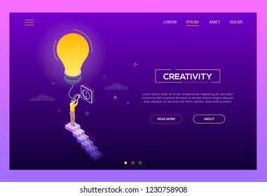 Creativity concept - modern isometric vector website header