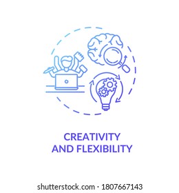 Icono de concepto de creatividad y flexibilidad. Multitarea de hombres de negocios. Buen requerimiento de abogado. Ilustración de línea delgada de idea creativa. Dibujo de color RGB con contorno aislado de vectores