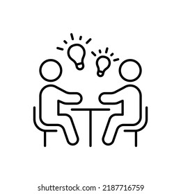 Creativity Group Team Innovation Linear Pictogram. Light Bulb Inspiration Solution Creative Idea Line Icon. Lightbulb Imagination Concept Outline Icon. Editable Stroke. Isolated Vector Illustration.