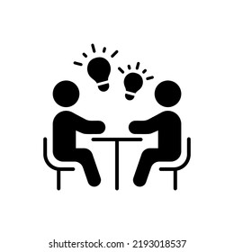 Creativity Group Team Innovation Silhouette Pictogram. Light Bulb Inspiration Solution Creative Idea Black Icon. Lightbulb Imagination Concept Icon. Isolated Vector Illustration.