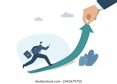 Creativity helps companies grow and develop. Effective work. Employee and boss hand Help each other to build a successful growth chart. Vector design illustration.