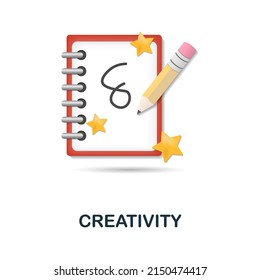 Creativity icon. 3d illustration from startup collection. Creative Creativity 3d icon for web design, templates, infographics and more