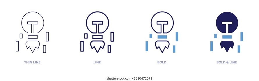 Creativity icon in 4 different styles. Thin Line, Line, Bold, and Bold Line. Duotone style. Editable stroke.