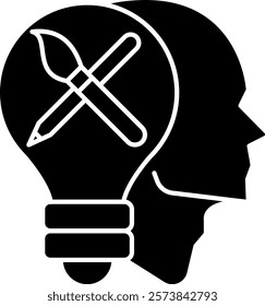 Creativity Icon - Black Filled Style - Critical Thinking Theme