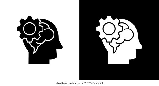 Icono de creatividad lleno en blanco y negro.