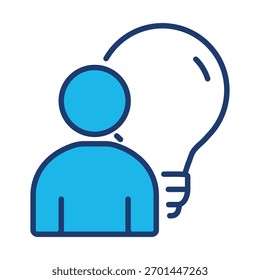 Ícone De Criatividade Em Design Plano Monocromático Azul, Ilustração De Vetor