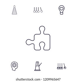 Creativity icon. collection of 7 creativity outline icons such as cradle, bulb heart, gear in head, pendulum, pyramid. editable creativity icons for web and mobile.