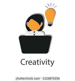 Creativity icon concept on white background. Creative idea design use for your project. Flat vector illustration for presentation or mobile app. 