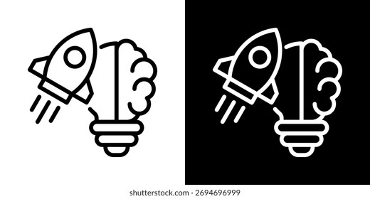 Icono de creatividad de estilo plano blanco y negro