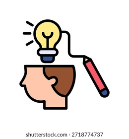 Icono de creatividad Ilustración vectorial de color lineal