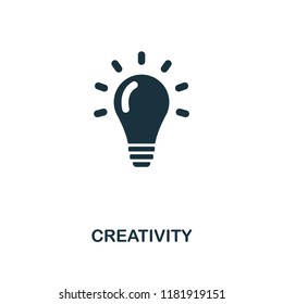 Creativity icon. Monochrome style design from business collection. UI. Pixel perfect simple pictogram creativity icon. Web design, apps, software, print usage.