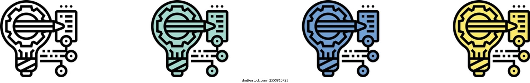 creativity icon. Outline, Green, Blue and Yellow Style Design Isolated On White Background