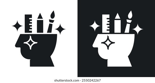 Paquete de iconos de creatividad en color negro.