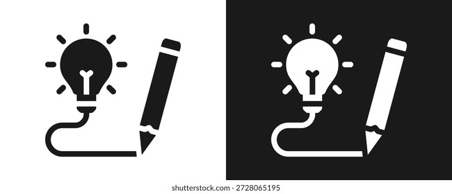 Icono De Creatividad Fijado Glifo En Fondo Blanco Y Negro