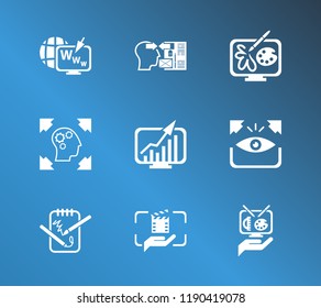 Creativity icon set and illustration with video service, web and sketching. Smart technology related creativity icon vector for web UI logo design.