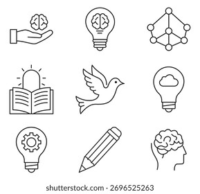 Creativity Icon Set. Innovation, Ideas, Artistic, Ideas, Art and Design Concept