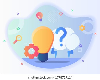 Creativity icon set lightbulb and lightning brain with modern flat style
