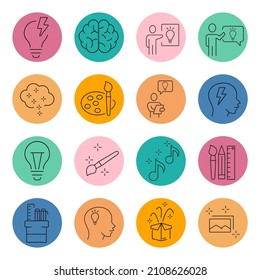 Creativity  icon set . Creativity  pack vector elements for infographic web. with trend color
