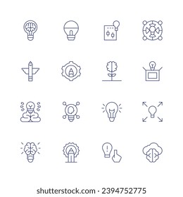 Creativity icon set. Thin line icon. Editable stroke. Containing teamwork, bulb, lightbulb, cloud, trade, growing, idea, light bulb, creative, creativity, pencil.