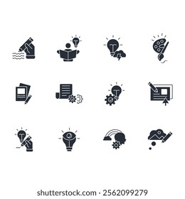 Creativity icon set.vector.Editable stroke.linear style sign for use web design,logo.Symbol illustration.