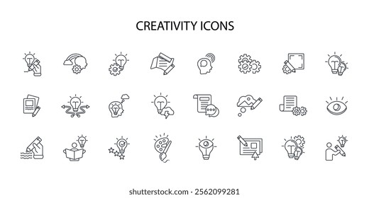 Creativity icon set.vector.Editable stroke.linear style sign for use web design,logo.Symbol illustration.