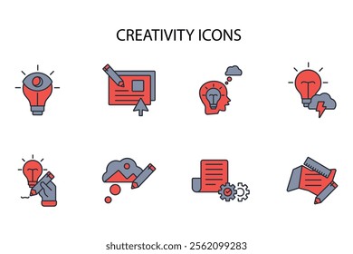 Creativity icon set.vector.Editable stroke.linear style sign for use web design,logo.Symbol illustration.