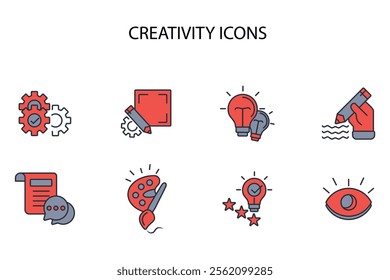 Creativity icon set.vector.Editable stroke.linear style sign for use web design,logo.Symbol illustration.