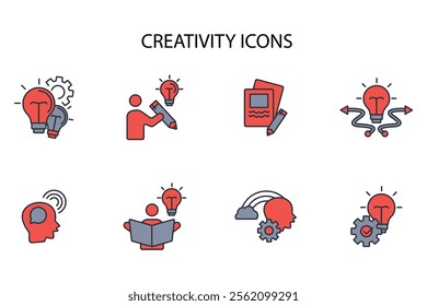 Creativity icon set.vector.Editable stroke.linear style sign for use web design,logo.Symbol illustration.