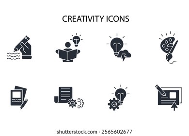 Creativity icon set.vector.Editable stroke.linear style sign for use web design,logo.Symbol illustration.