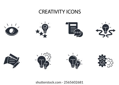 Creativity icon set.vector.Editable stroke.linear style sign for use web design,logo.Symbol illustration.