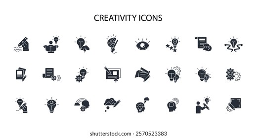 Creativity icon set.vector.Editable stroke.linear style sign for use web design,logo.Symbol illustration.
