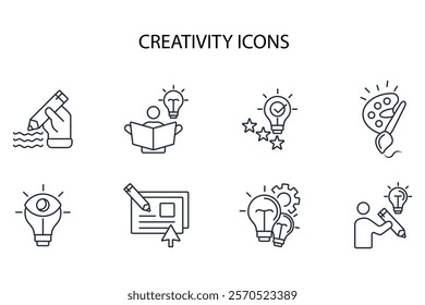 Creativity icon set.vector.Editable stroke.linear style sign for use web design,logo.Symbol illustration.