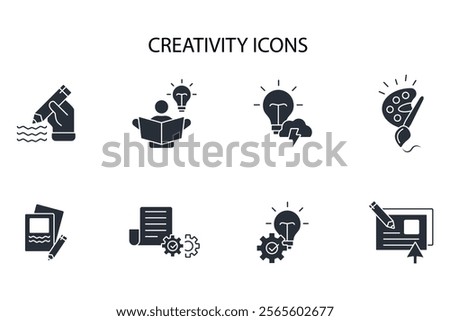 Creativity icon set.vector.Editable stroke.linear style sign for use web design,logo.Symbol illustration.