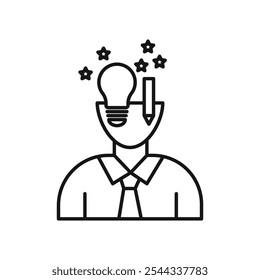 Ícone de criatividade Ilustração de linha fina plana do vetor