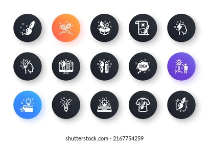 Iconos de creatividad. Diseñador creativo, Idea e Inspiración. Juego de iconos clásicos de pincel y lápiz. Círculo de botones web. Vector