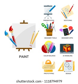 Creativity icons imagination vector illustration abstract colorful flat creative process design development elements.