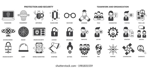 Creativity icons set for business, marketing, management