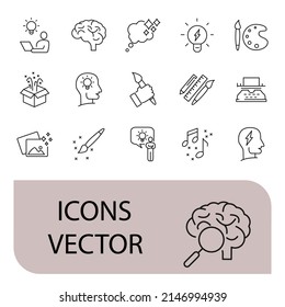 Symbol für Kreativität gesetzt. Symbol für Kreativitätspaket, Vektorelemente für Infografiken