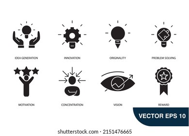 Creativity Icons Set Creativity Pack Symbol Stock Vector (Royalty Free ...