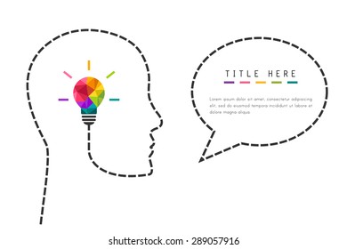 Creativity and idea concept with lightbulb and speech bubble