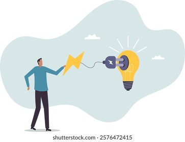 Creativity idea to get solution to solve problem, imagination or innovation for success, invention or resolution .business concept.flat character.